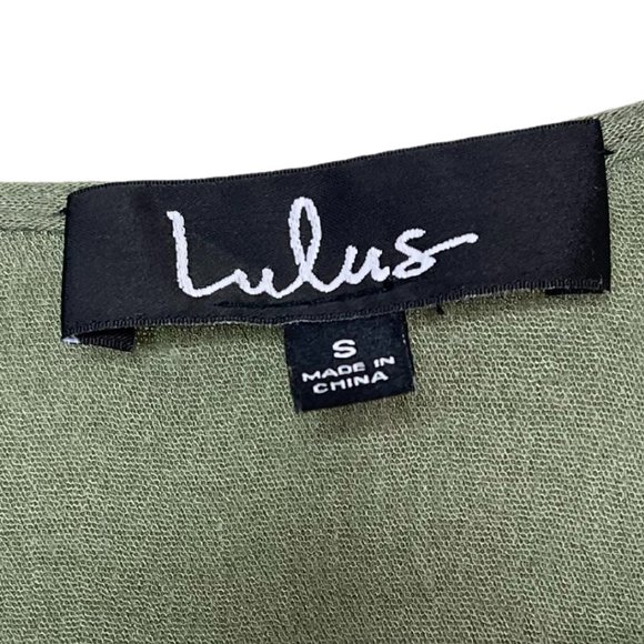 ๐ LULU'S | Much Obliged Washed Olive Green Wrap Maxi Dress | Size S - Picture 10 of 12